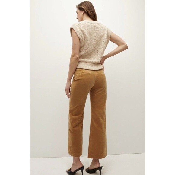 Veronica Beard Womens 4 Diva Khaki Corduroy Pant High Rise Wide Leg Crop Pant - Picture 2 of 7